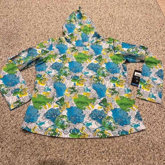 NWT IBKUL Hoodie Sz XL UPF 50 Floral Coastal Beach Preppy Active - Picture 1 of 6